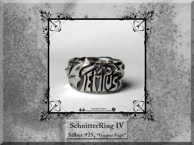 SchnitterRing IV Opal - Schriftzug Tempus Fugit